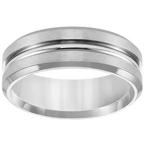 Lovemark Stainless Steel Groove Men's Wedding Band, Size: 5, Grey