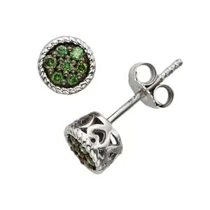 Jewelexcess Sterling Silver 1/7-ct. T.W. Green Diamond Stud Earrings, Women's