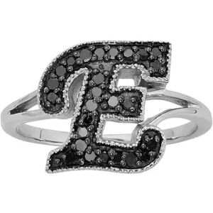 Jewelexcess Sterling Silver 1/4-ct. T.W. Black Diamond Initial Ring, Women's, Size: 7