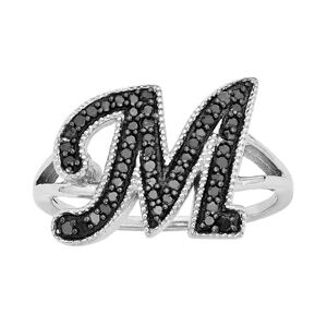 Jewelexcess Sterling Silver 1/4-ct. T.W. Black Diamond Initial Ring, Women's, Size: 6