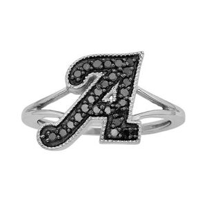Jewelexcess Sterling Silver 1/4-ct. T.W. Black Diamond Initial Ring, Women's, Size: 8