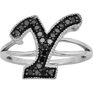 Jewelexcess Sterling Silver 1/4-ct. T.W. Black Diamond Initial Ring, Women's, Size: 7