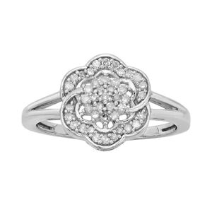 Jewelexcess Sterling Silver 1/4-ct. Diamond Flower Ring, Women's, Size: 8, White