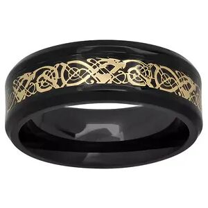 Kohl's Black & Yellow Ion-Plated Stainless Steel Celtic Dragon Band - Men, Men's, Size: 13.50, Multicolor