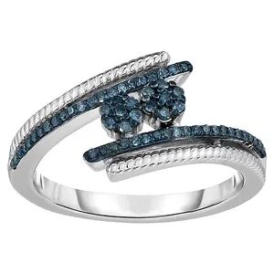 Kohl's Sterling Silver 1/4 Carat T.W. Blue Diamond Bypass Ring, Women's, Size: 7