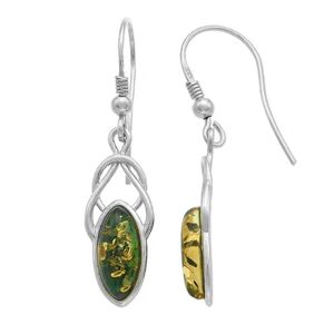 Kohl's Sterling Silver Green Amber Drop Earrings, Women's