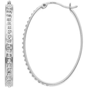 Diamond Mystique Oval Hoop Earrings, Women's, Grey