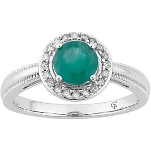 Unbranded 10k White Gold Emerald & 1/8 Carat T.W. Diamond Halo Ring, Women's, Size: 7, Green