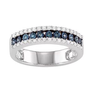 Unbranded Sterling Silver 1/4 Carat T.W. Blue & White Diamond Ring, Women's, Size: 8, Multicolor