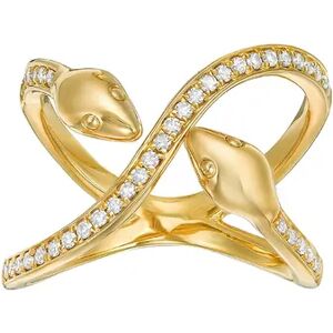 Gemminded 18k Gold Over Silver 1/4 Carat T.W. Diamond Two-Headed Snake Ring, Women's, Size: 7, Yellow