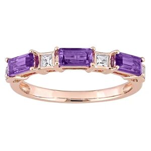 Stella Grace 10k Rose Gold Amethyst White Topaz Baguette Ring, Women's, Size: 5.50, Purple