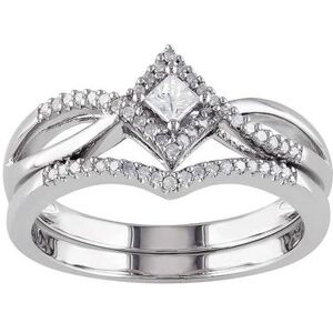 Stella Grace Sterling Silver 1/4 Carat T.W. Diamond Engagement Ring Set, Women's, Size: 7, White