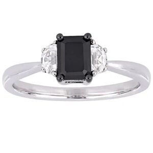 Stella Grace 10k White Gold 3/4 Carat T.W Black Diamond & White Sapphire Engagement Ring, Women's, Size: 6