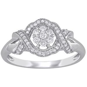 Stella Grace 10k White Gold 1/3 Carat T.W. Diamond Floral Engagement Ring, Women's, Size: 8.50