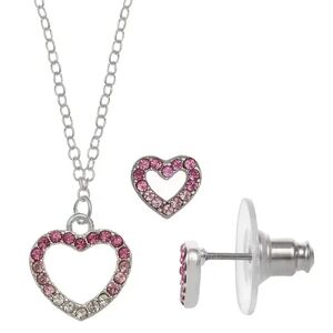 FAO Schwarz Open Heart Pendant Necklace & Earring Set, Girl's, Pink