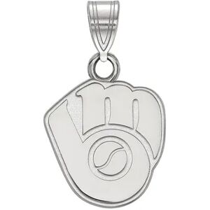 Unbranded LogoArt Milwaukee Brewers 10k Gold Mini Ball & Glove Logo Pendant, Women's, Size: 17 mm, White