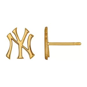 LogoArt 10K Gold New York Yankees Small Post Earrings, Women's, Size: 9 mm