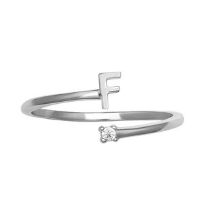 PRIMROSE Sterling Silver Cubic Zirconia Initial Bypass Band Ring, Women's, Size: 7, Grey