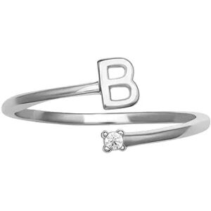 PRIMROSE Sterling Silver Cubic Zirconia Initial Bypass Band Ring, Women's, Size: 7, Grey