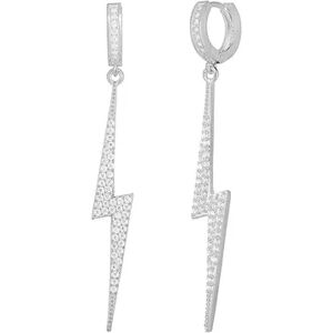 Sunkissed Sterling Cubic Zirconia Lightning Bolt Hoop Drop Earrings, Women's, Silver