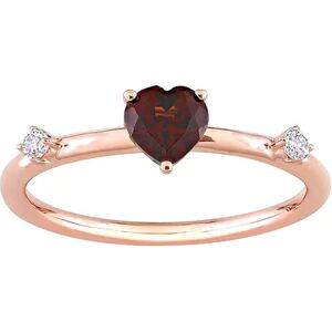 Stella Grace 10k Rose Gold Heart Garnet & White Topaz Stackable Ring, Women's, Red