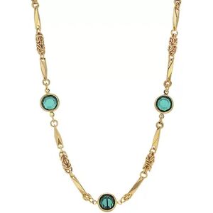 1928 Gold Tone Green Crystal Necklace, Women's