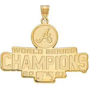 Unbranded LogoArt Atlanta Braves 2021 World Series Champions Extra Large Sterling Silver Pendant, Women's, Yellow