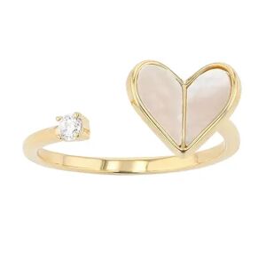 City Luxe 14k Gold-Plated Mother-of-Pearl & Cubic Zirconia Heart Wrap Ring, Women's, Size: 8, White
