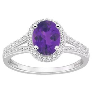 Celebration Gems Sterling Silver Gemstone & 1/4 Carat T.W. Diamond Halo Ring, Women's, Size: 6, Purple