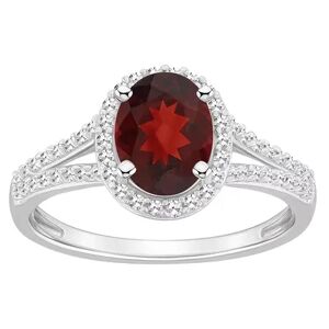 Celebration Gems Sterling Silver Gemstone & 1/4 Carat T.W. Diamond Halo Ring, Women's, Size: 10, Red
