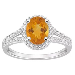 Celebration Gems Sterling Silver Gemstone & 1/4 Carat T.W. Diamond Halo Ring, Women's, Size: 8, Orange
