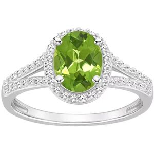 Celebration Gems Sterling Silver Gemstone & 1/4 Carat T.W. Diamond Halo Ring, Women's, Size: 7, Green