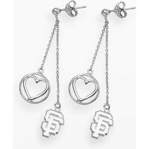 LogoArt San Francisco Giants Beloved Sterling Silver Linear Drop Earrings, Women's, Grey