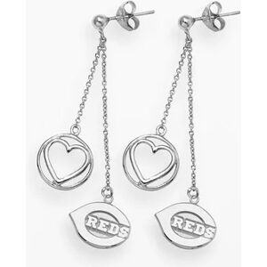 LogoArt Cincinnati Reds Beloved Sterling Silver Linear Drop Earrings, Women's, Grey