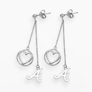 LogoArt Atlanta Braves Beloved Sterling Silver Linear Drop Earrings, Women's, Grey