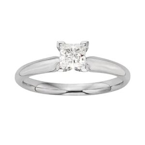 The Regal Collection Princess-Cut IGL Certified Colorless Diamond Solitaire Engagement Ring in 18k White Gold (1/2 ct. T.W.), Women's, Size: 9