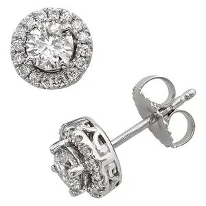 The Regal Collection 18k White Gold 1-ct. T.W. IGL Certified Colorless Diamond Halo Stud Earrings, Women's