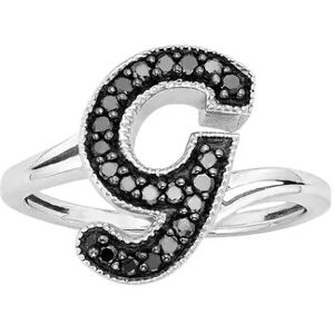 Jewelexcess Sterling Silver 1/4-ct. T.W. Black Diamond Initial Ring, Women's, Size: 8