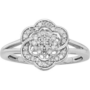 Jewelexcess Sterling Silver 1/4-ct. Diamond Flower Ring, Women's, Size: 6, White