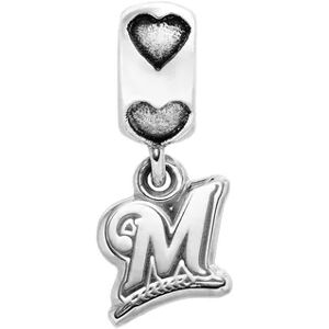 LogoArt Milwaukee Brewers Sterling Silver Team Logo Charm, Women's, Grey