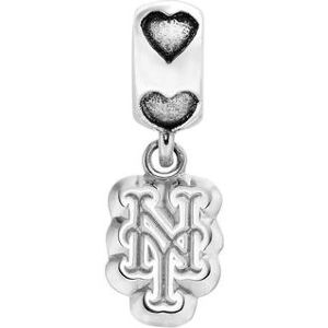 LogoArt New York Mets Sterling Silver Team Logo Charm, Women's, Grey