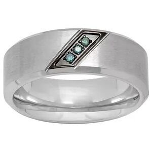 Unbranded Men's Stainless Steel Blue Diamond Accent Ring, Size: 13