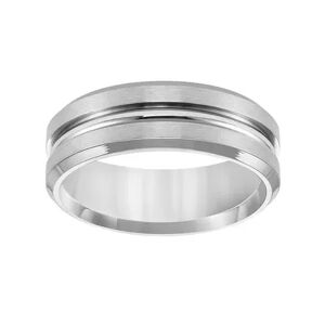 Lovemark Stainless Steel Groove Men's Wedding Band, Size: 12, Grey