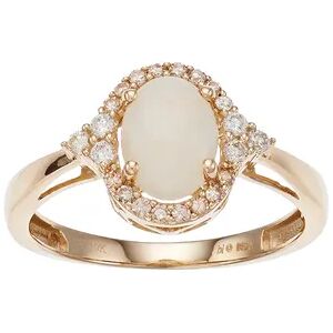 Gemminded 10k Gold Opal & 1/6 Carat T.W. Diamond Oval Halo Ring, Women's, Size: 9, White