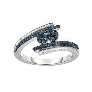 Kohl's Sterling Silver 1/4 Carat T.W. Blue Diamond Bypass Ring, Women's, Size: 8