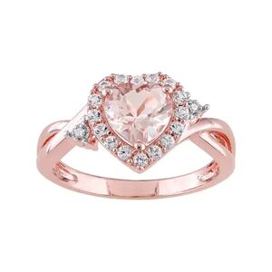 Stella Grace Rose Gold Tone Sterling Silver Morganite & Lab-Created White Sapphire Heart Ring, Women's, Size: 5, Pink