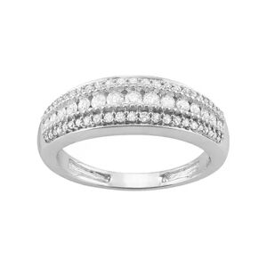 HDI 10k White Gold 1/2 Carat T.W. Diamond Multi Row Ring, Women's, Size: 9