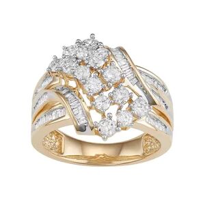 Unbranded 10k Gold 1 1/2 Carat T.W. Diamond Twist Multi Row Ring, Women's, Size: 9, White