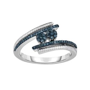 Kohl's Sterling Silver 1/4 Carat T.W. Blue Diamond Bypass Ring, Women's, Size: 6