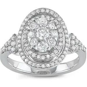 Lovemark 10k White Gold 1 Carat T.W. Diamond Tiered Oval Halo Ring, Women's, Size: 8